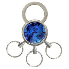 Peony In Blue 3-ring Key Chain