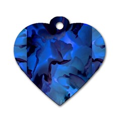 Peony In Blue Dog Tag Heart (two Sides)