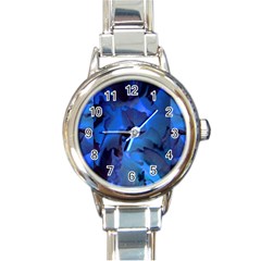 Peony In Blue Round Italian Charm Watch