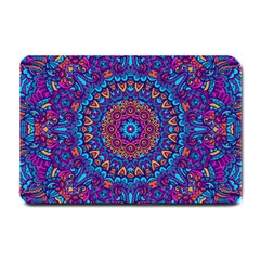 Vibrant Violet Mandala Small Doormat  by lujastyles