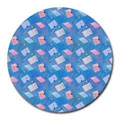 Notepads Pens And Pencils Round Mousepads by SychEva