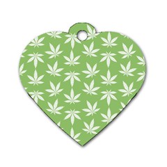 Weed Pattern Dog Tag Heart (two Sides)