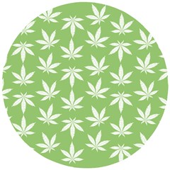 Weed Pattern Wooden Puzzle Round by Valentinaart