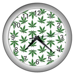 Weed Pattern Wall Clock (silver) by Valentinaart