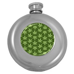 Weed Pattern Round Hip Flask (5 Oz) by Valentinaart