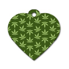 Weed Pattern Dog Tag Heart (two Sides)