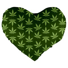 Weed Pattern Large 19  Premium Heart Shape Cushions by Valentinaart