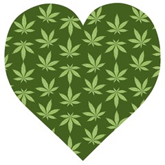 Weed Pattern Wooden Puzzle Heart by Valentinaart