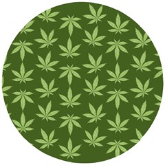 Weed Pattern Wooden Puzzle Round by Valentinaart