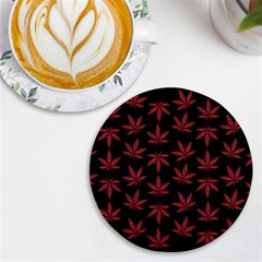 Weed Pattern Uv Print Round Tile Coaster by Valentinaart