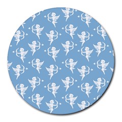 Cupid Pattern Round Mousepads by Valentinaart