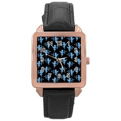 Cupid Pattern Rose Gold Leather Watch  by Valentinaart