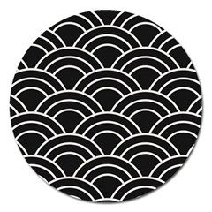 Black And White Pattern Magnet 5  (round) by Valentinaart