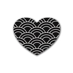 Black And White Pattern Rubber Heart Coaster (4 Pack)