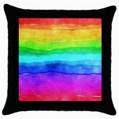 Watercolor Rainbow Throw Pillow Case (black) by Valentinaart