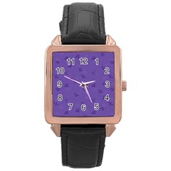 Floral Pattern Rose Gold Leather Watch  by Valentinaart