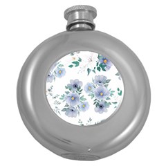 Floral Pattern Round Hip Flask (5 Oz) by Valentinaart