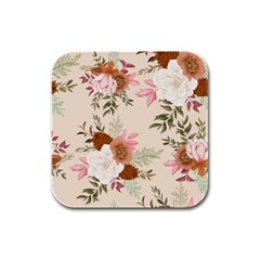 Floral Pattern Rubber Square Coaster (4 Pack) by Valentinaart