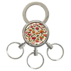 Floral Pattern 3-ring Key Chain by Valentinaart