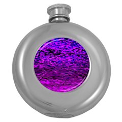 Magenta Waves Flow Series 2 Round Hip Flask (5 Oz) by DimitriosArt