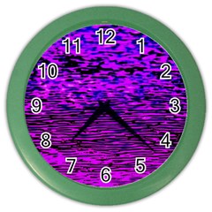 Magenta Waves Flow Series 2 Color Wall Clock by DimitriosArt