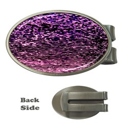 Purple  Waves Abstract Series No2 Money Clips (oval)  by DimitriosArt