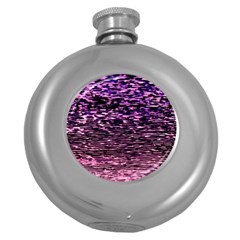 Purple  Waves Abstract Series No2 Round Hip Flask (5 Oz) by DimitriosArt