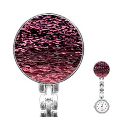 Pink  Waves Flow Series 11 Stainless Steel Nurses Watch by DimitriosArt