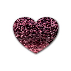 Pink  Waves Flow Series 11 Rubber Heart Coaster (4 Pack)