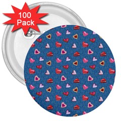 Sweet Hearts 3  Buttons (100 Pack)  by SychEva