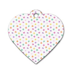 Valentines Day Candy Hearts Pattern - White Dog Tag Heart (two Sides) by JessySketches