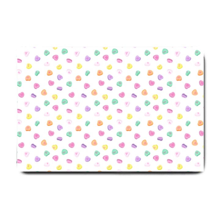 Valentines Day Candy Hearts Pattern - White Small Doormat 