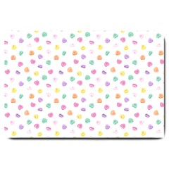 Valentines Day Candy Hearts Pattern - White Large Doormat 