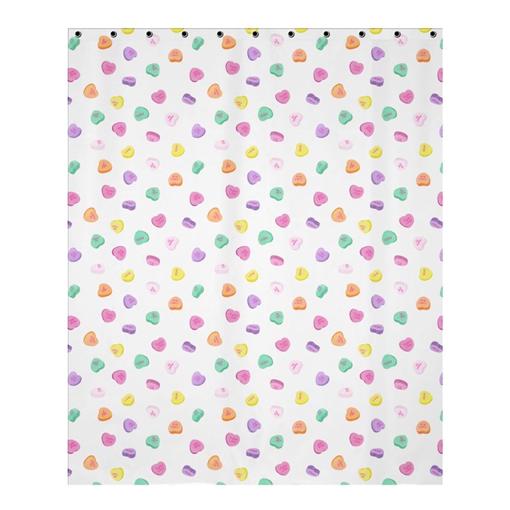 Valentines Day Candy Hearts Pattern - White Shower Curtain 60  x 72  (Medium) 