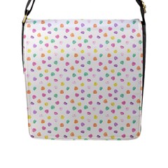 Valentines Day Candy Hearts Pattern - White Flap Closure Messenger Bag (l) by JessySketches