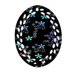 Flowers Pattern Oval Filigree Ornament (two Sides) by Sparkle