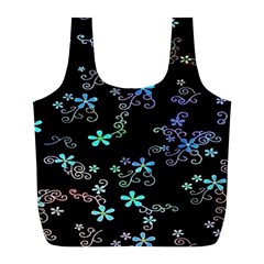 Flowers Pattern Full Print Recycle Bag (l) by Sparkle