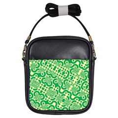 Liquid Art Pouring Abstract Seamless Pattern Lover Green Maze Girls Sling Bag by artico