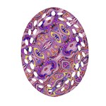 Liquid Art Pouring Abstract Seamless Pattern Tiger Eyes Oval Filigree Ornament (Two Sides) Front