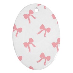 Pink Ribbons Pattern Ornament (oval) by Littlebird
