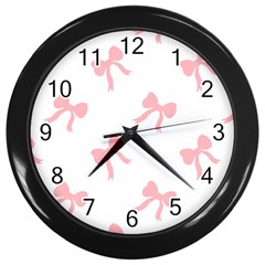 Pink Ribbons Pattern Wall Clock (black) by Littlebird