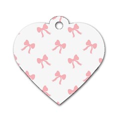 Pink Bow Pattern Dog Tag Heart (one Side) by Littlebird