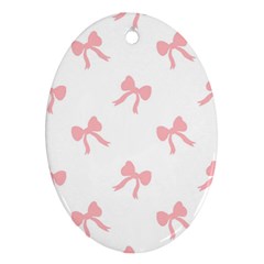 Pink Bow Cute Pattern Ornament (oval) by Littlebird