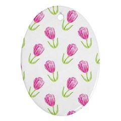 Tulips Watercolor Pattern Oval Ornament (two Sides)