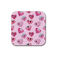 Emoji Heart Rubber Coaster (square) by SychEva