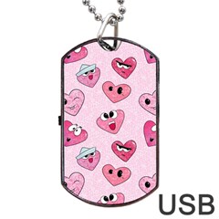 Emoji Heart Dog Tag Usb Flash (two Sides) by SychEva