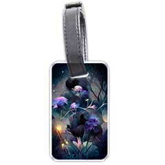 Dark Floral Luggage Tag (one Side) by Dazzleway