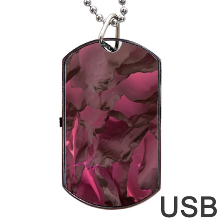 Peonies in Red Dog Tag USB Flash (One Side)