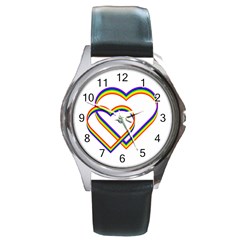 Rainbow Hearts Round Metal Watch