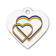 Rainbow Hearts Dog Tag Heart (two Sides) by UniqueThings